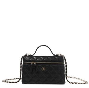 New In Box! Rare! NWT! FULLSET! CHANEL CC SLIM VANITY QUILTED LEATHER BLACK  GHW